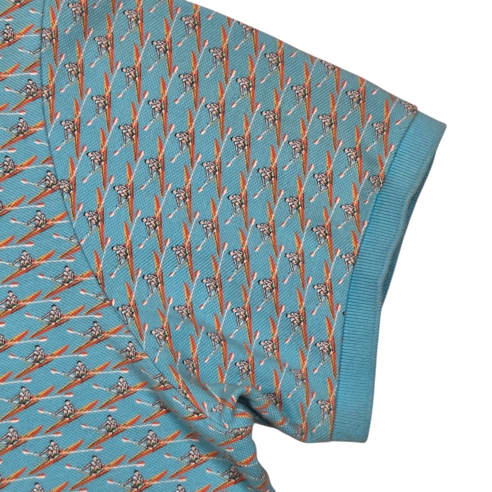 Vtg Polo Ralph Lauren All Over Print Rowing Polo Shirt Mens XL Blue Sculling - Picture 7 of 10